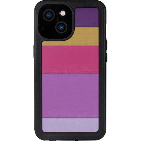 Radiant Orchid Color Block iPhone 15 Waterproof Case